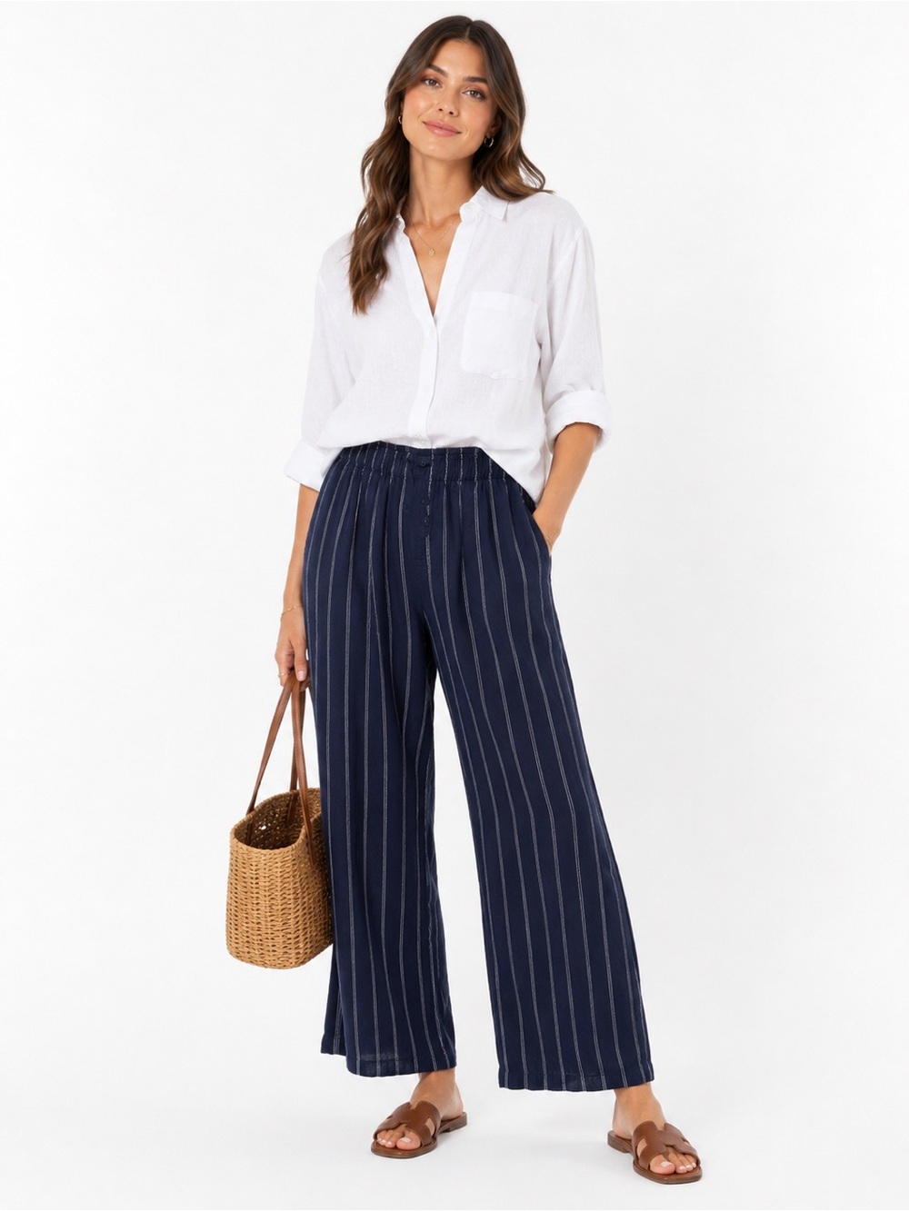 Old Navy Navy & White Striped Pants